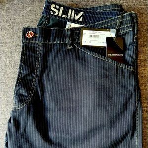 EMPORIO ARMANI Jeans Men’s, Dark Blue,Straight leg,Size 36, 97%Cotton 3%Elastane